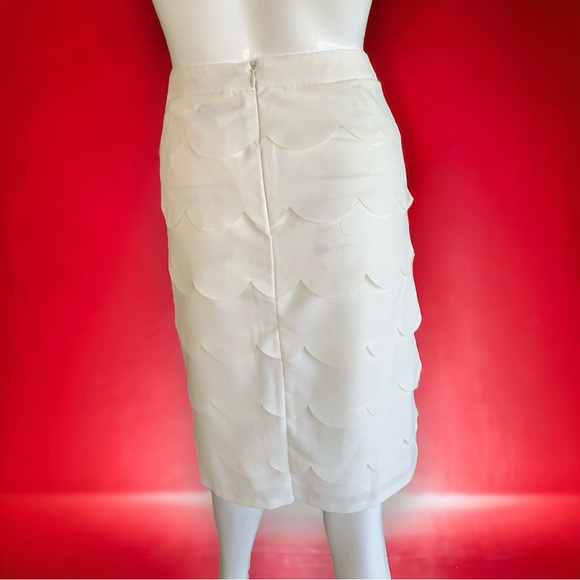 ZAC & RACHEL WHITE SCALLOPED TIERED PENCIL SKIRT. WOMEN’S SIZE 10 - Picture 3 of 7